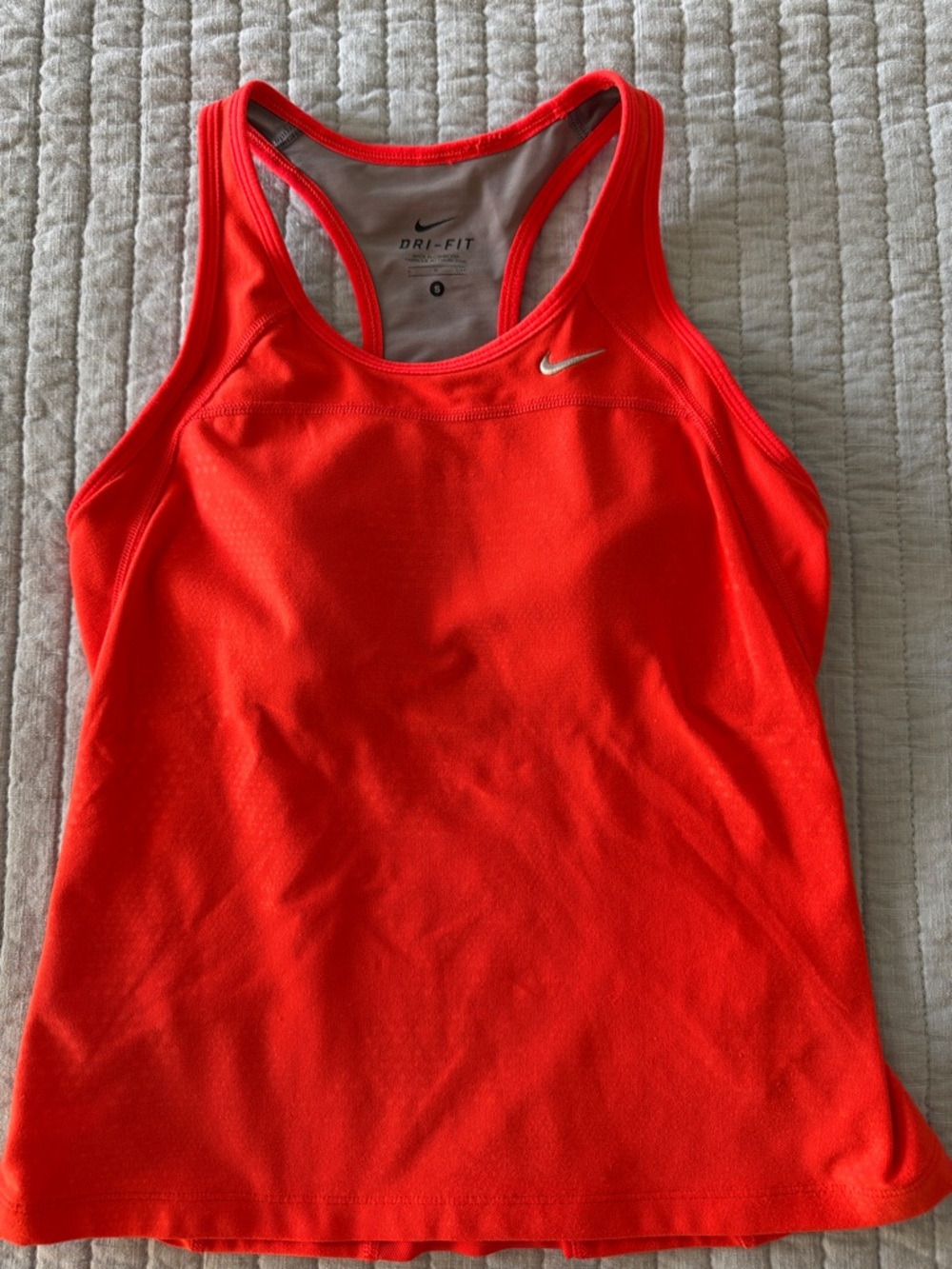 Nike Orange Racerback Dri-FIT Tank with Silver Swoosh